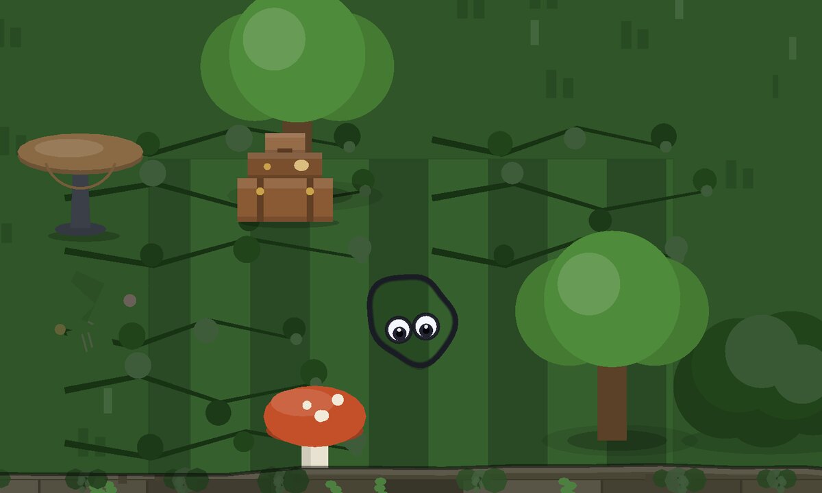 The same blob painted to match the foliage: only its two googly eyes give it away.